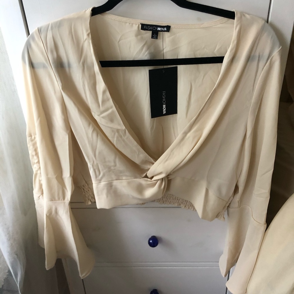Cropped sheer blouse